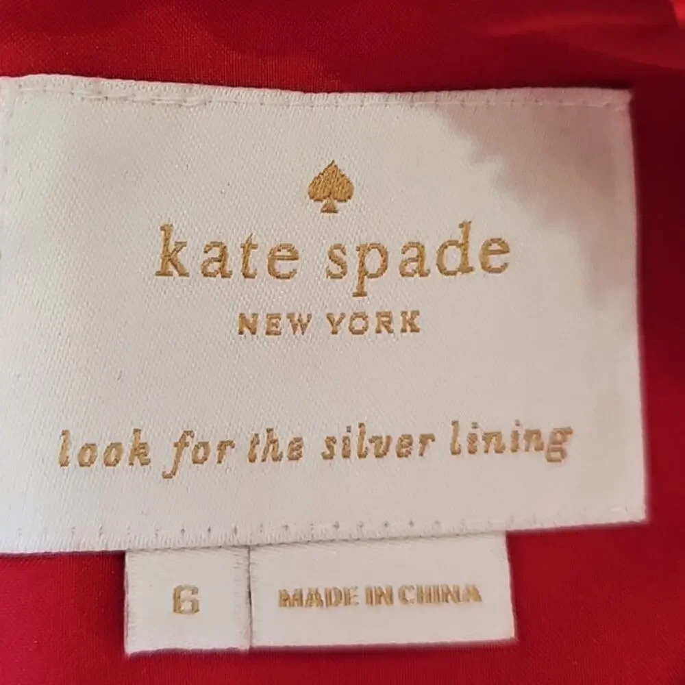Kate Spade Ruffle Tweed Dress Charm Red Size 6 - Picture 8 of 11